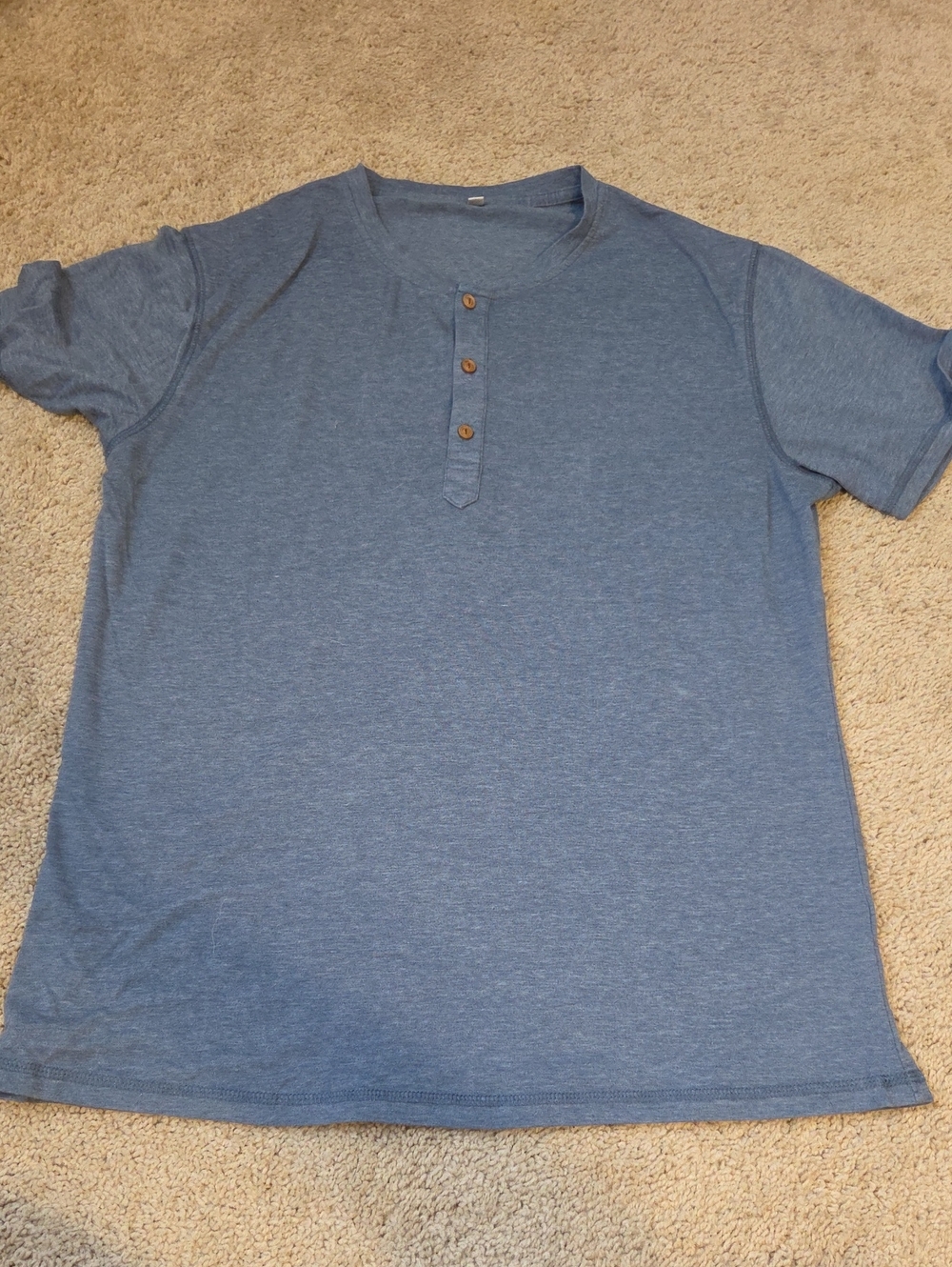 Casual Short-Sleeve Blue Henley Tee